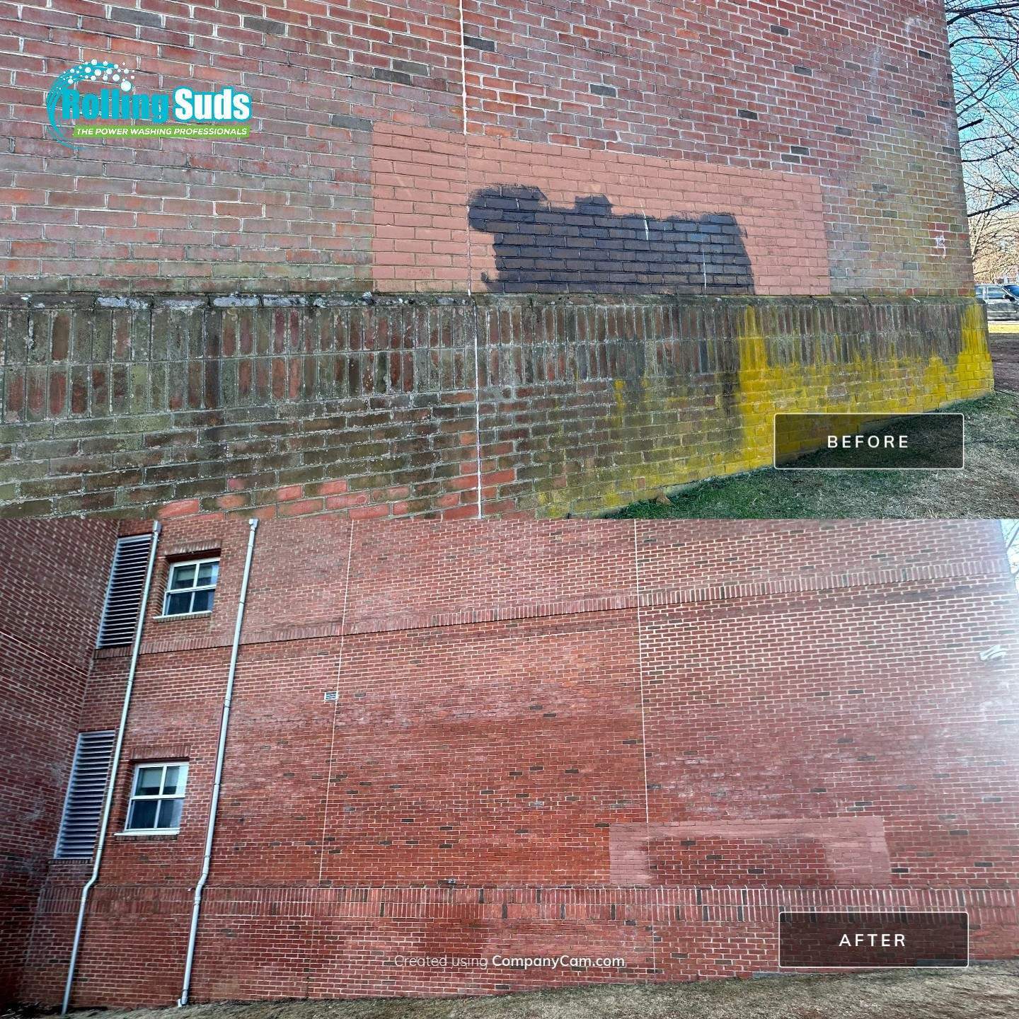 Masonry Restoration & Graffiti Removal before and after